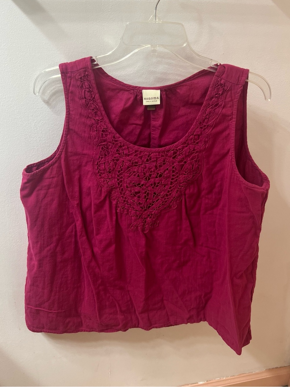 Sonoma Sleeveless Embroidered Tank Top - Magenta